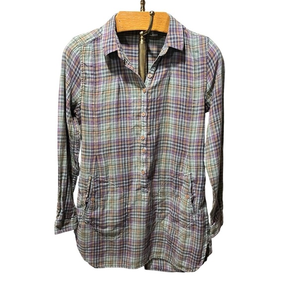 Toad&Co Lot/Bundle of Two Plaid Button-Up Mixo Tunics Multicolor Small - Picture 2 of 16